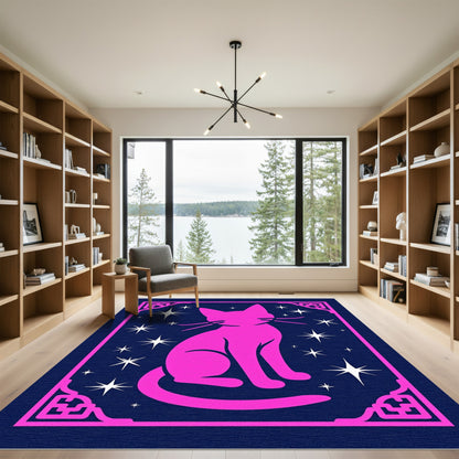 Hot Pink Cat Among Stars Rug