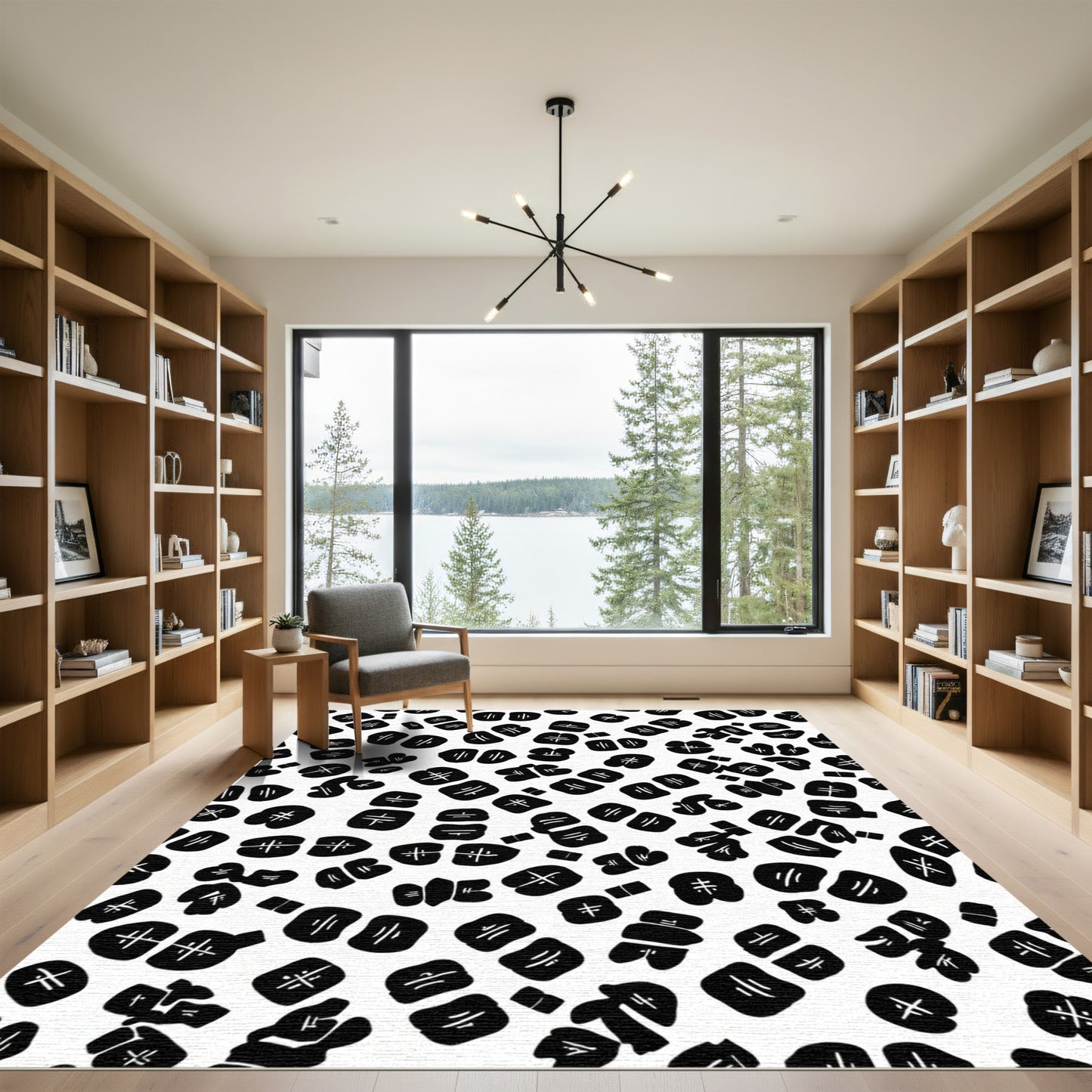 Monochrome Brushstroke Organic Scatter Rug