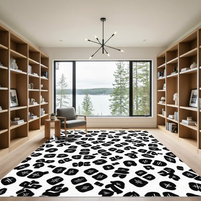 Monochrome Brushstroke Organic Scatter Rug