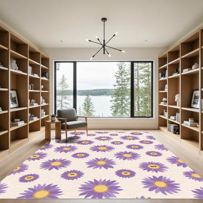 Purple Smiley Daisy Flower Scatter Rug