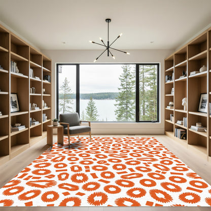Orange Leopard Spot Abstract Rug