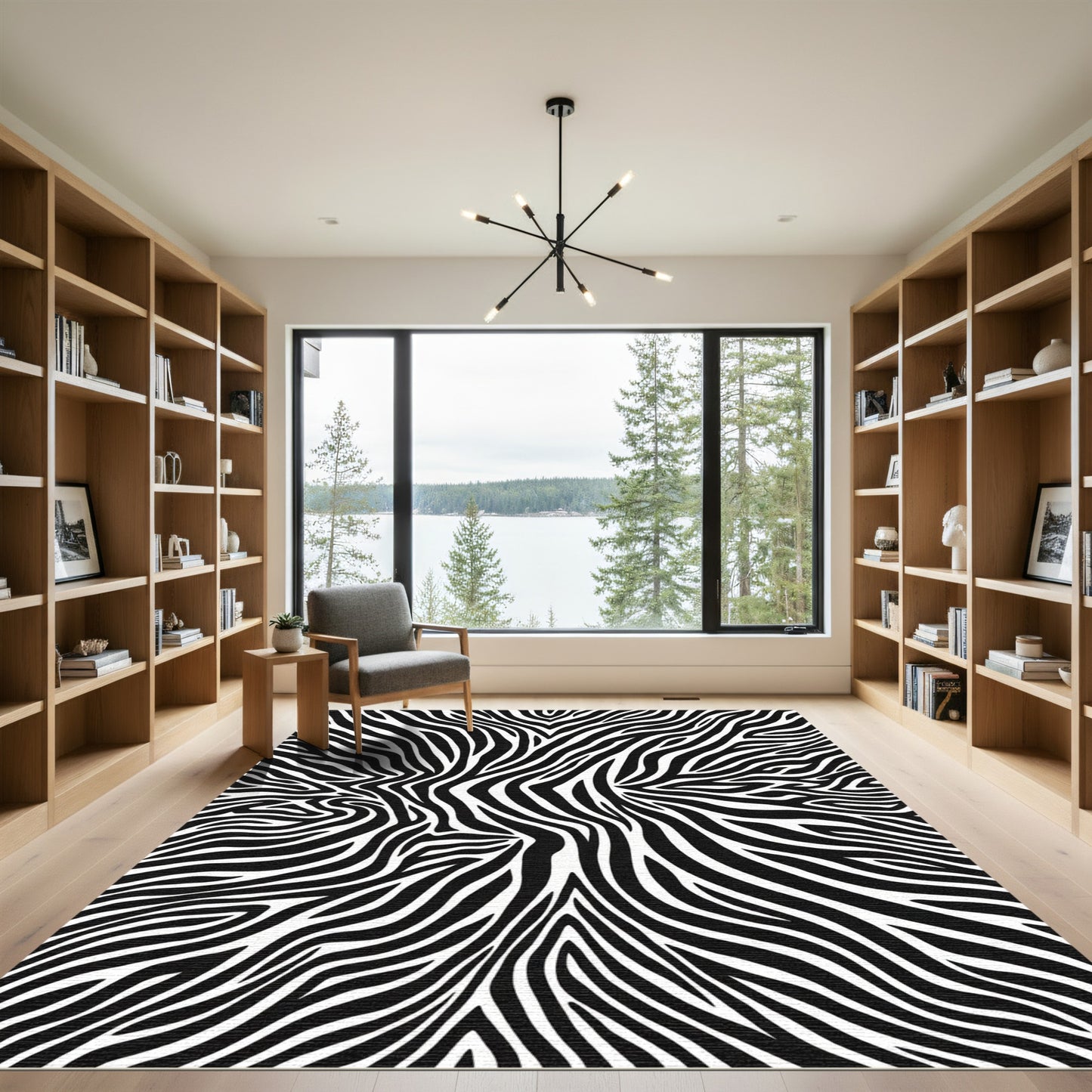 Classic Black White Zebra Stripes Rug