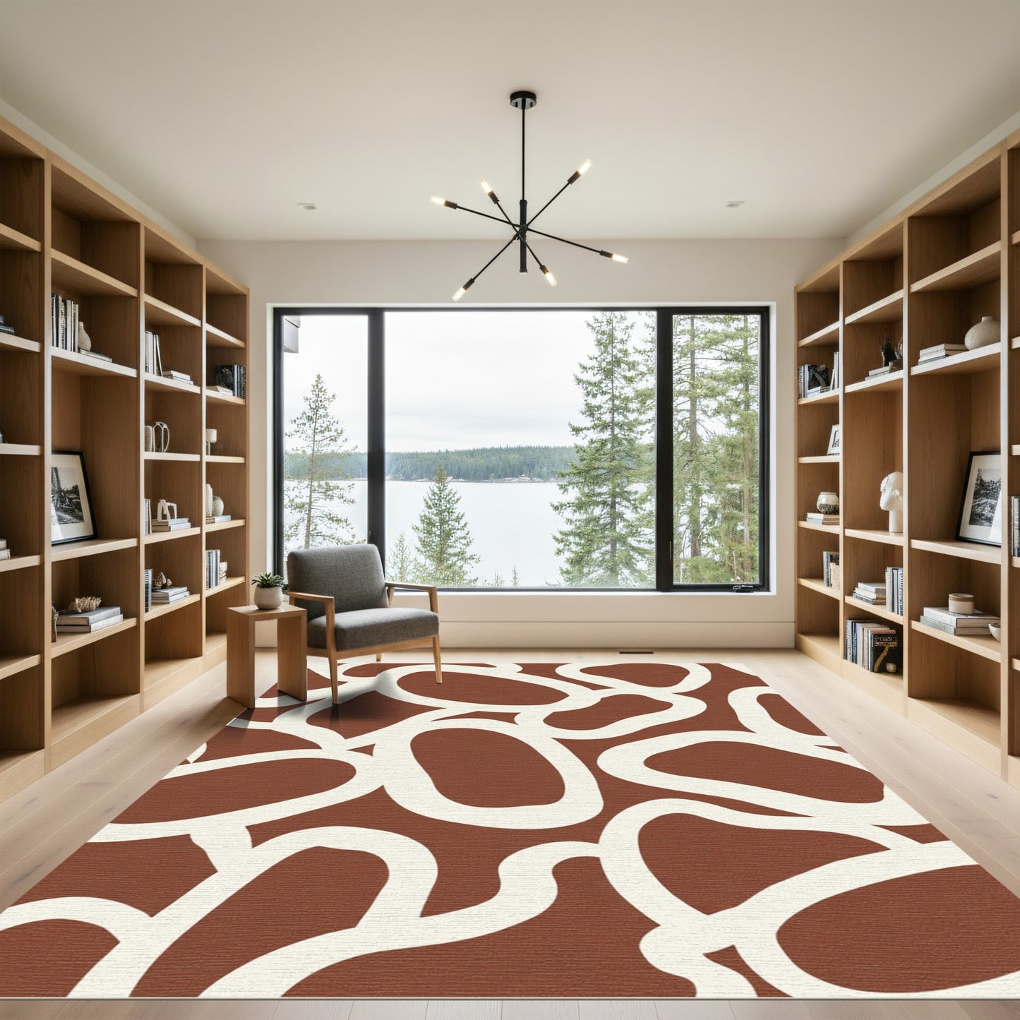 Terracotta Abstract Organic Loops Rug
