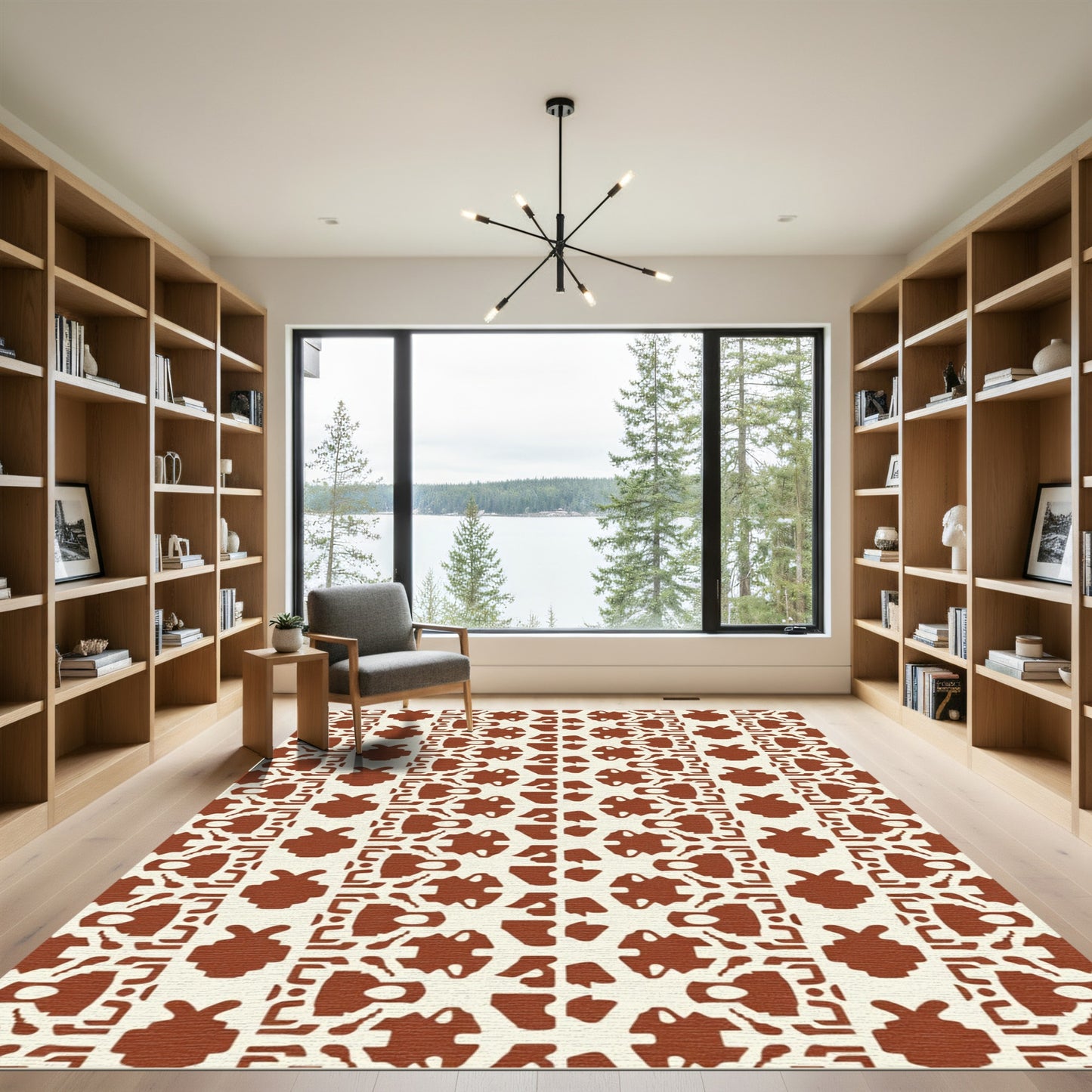 Crimson White Ethnic Medallion Rug