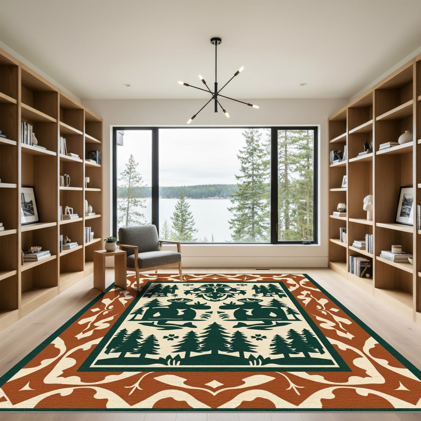 Earthy Cream Forest Creature Tapestry Rug