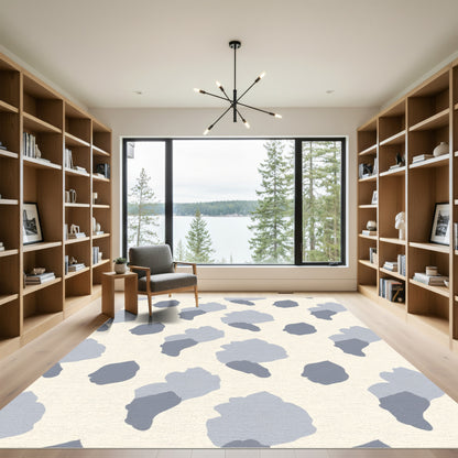 Soft Gray Abstract Cloud Forms Rug