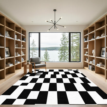Monochromatic Geometric Checkered Grid Rug