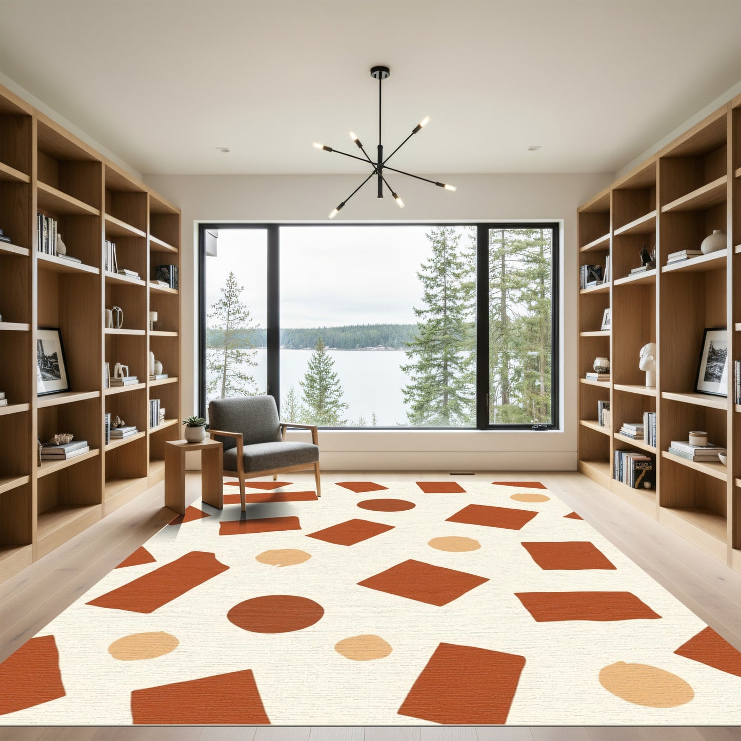 Earthy Terracotta Abstract Shapes Rug