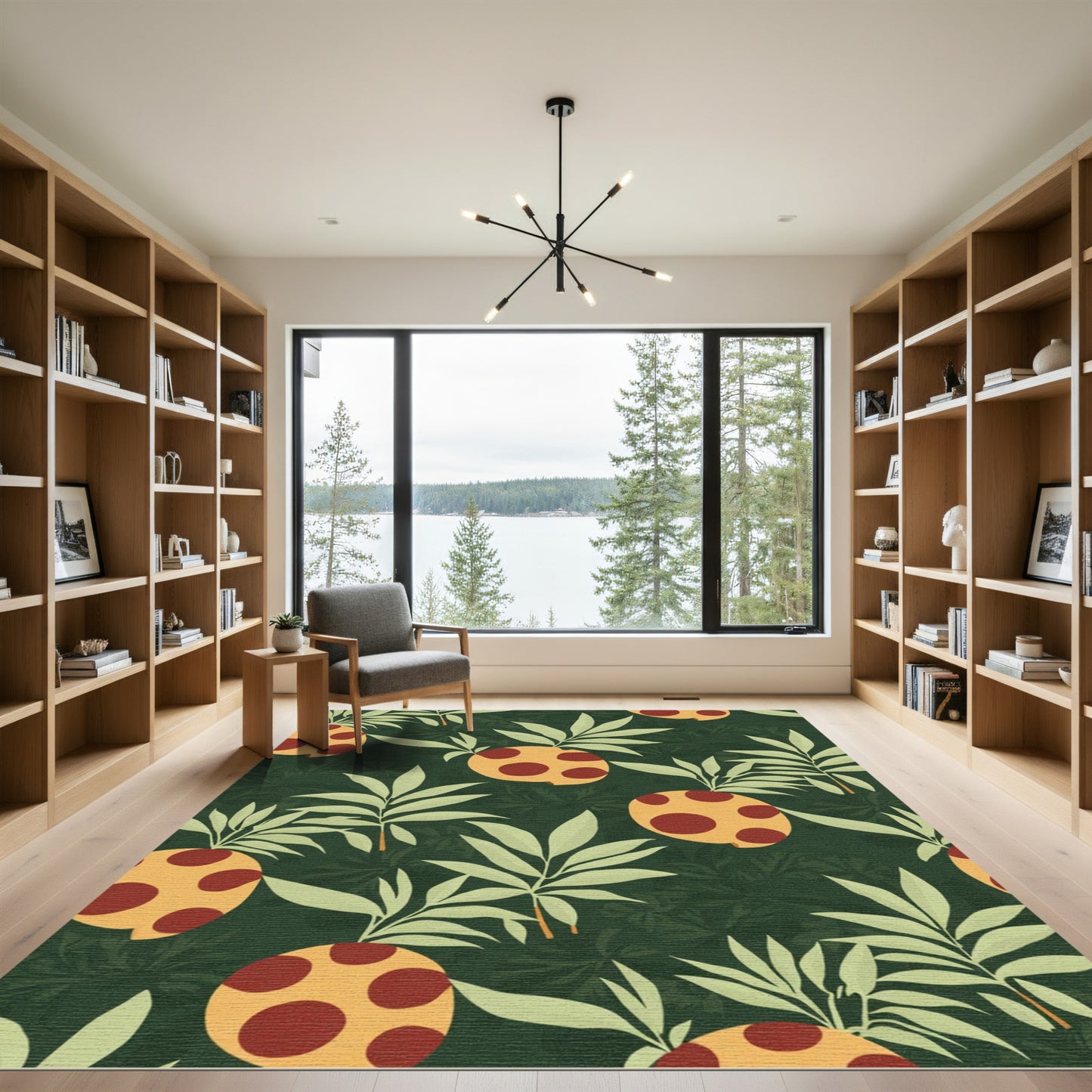 Tropical Polka Dot Leafy Pineapple Rug