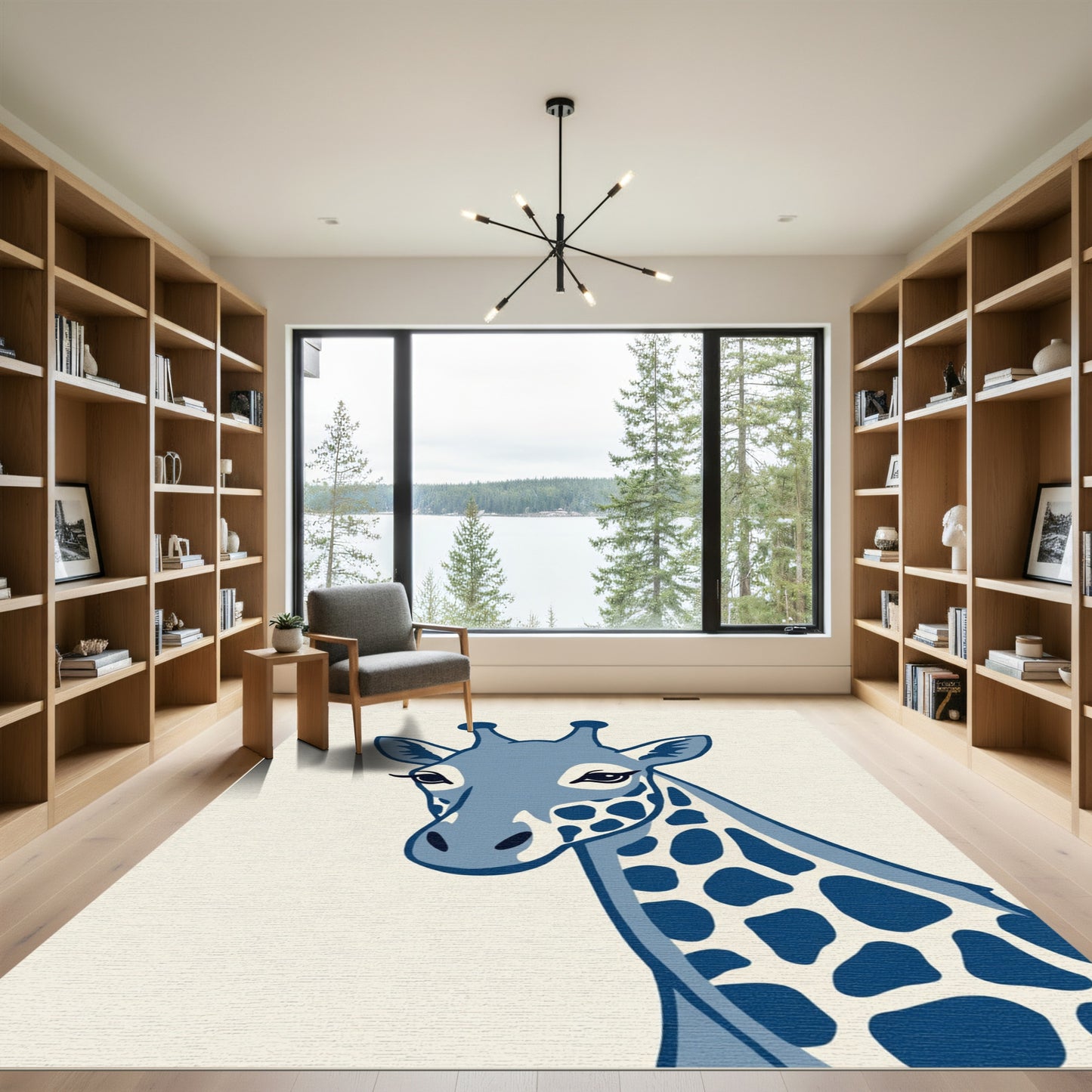 Navy Blue Giraffe Spot Portrait Rug