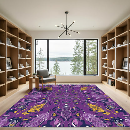 Violet Gold Feather Allover Composition Rug