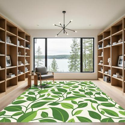 Green Leafy Vine Swirl Rug