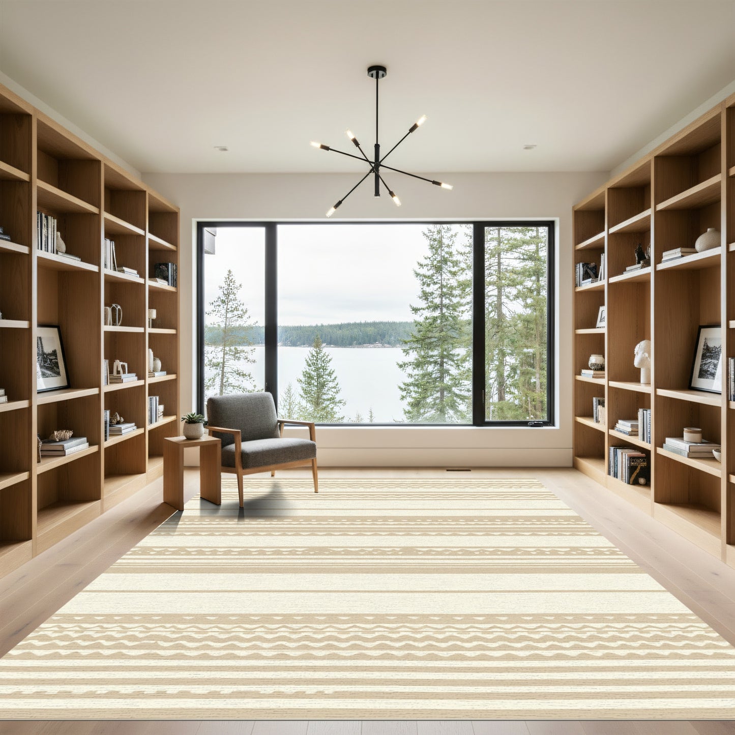 Neutral Earthy Tone Striped Rug