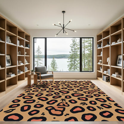Brown Black Coral Spotted Animal Rug