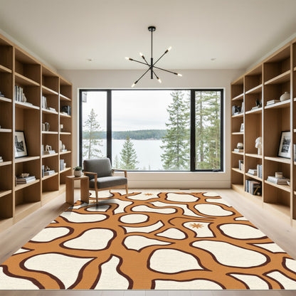 Retro Coral Organic Blob Starburst Rug