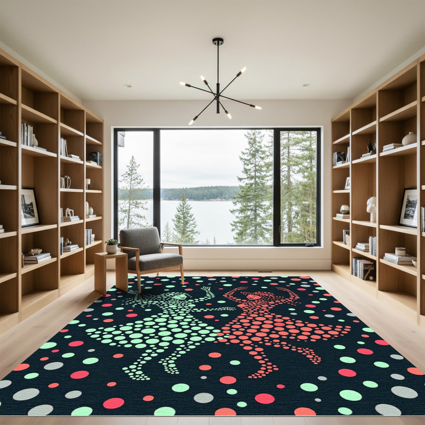 Dancing Figures Scattered Polka Dot Rug