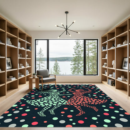Dancing Figures Scattered Polka Dot Rug