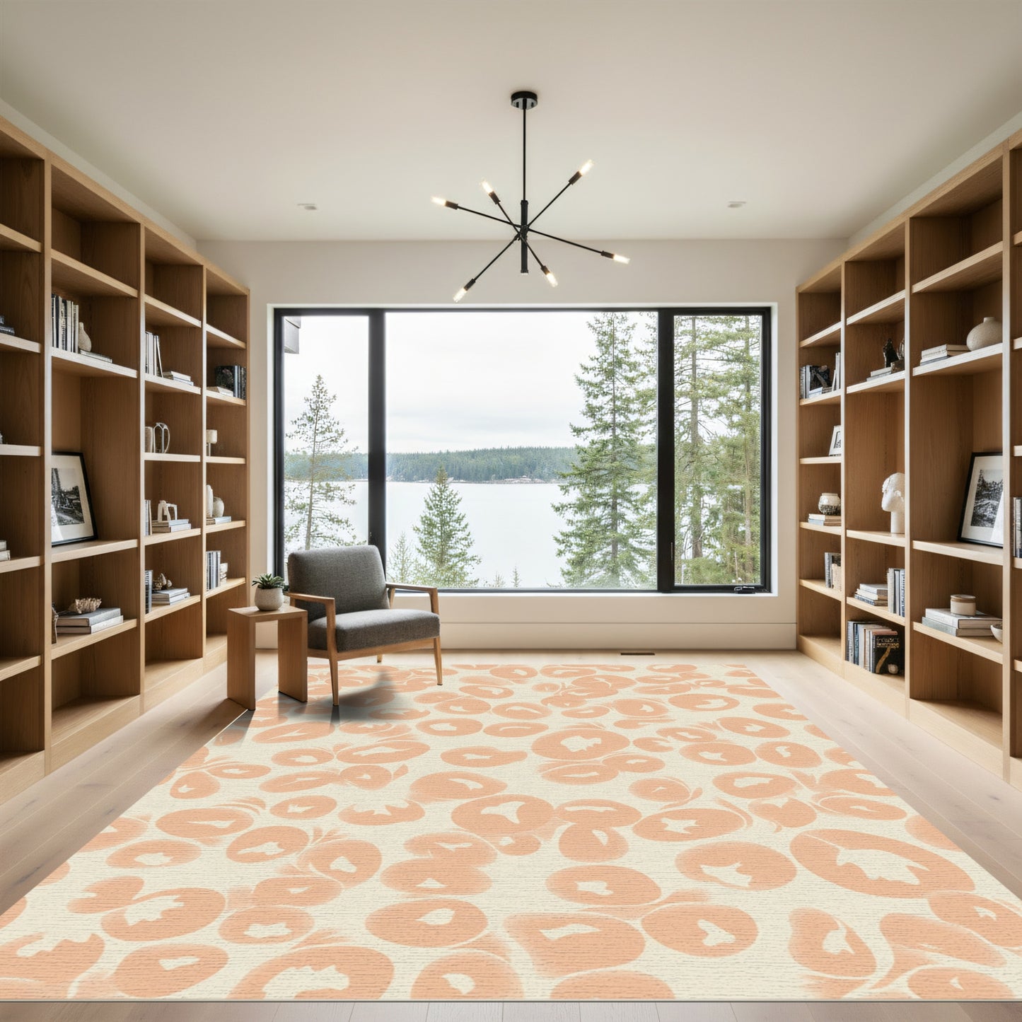 Soft Peach Organic Bubbles Composition Rug