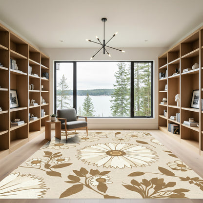 Brown Floral Bloom Medallion Rug