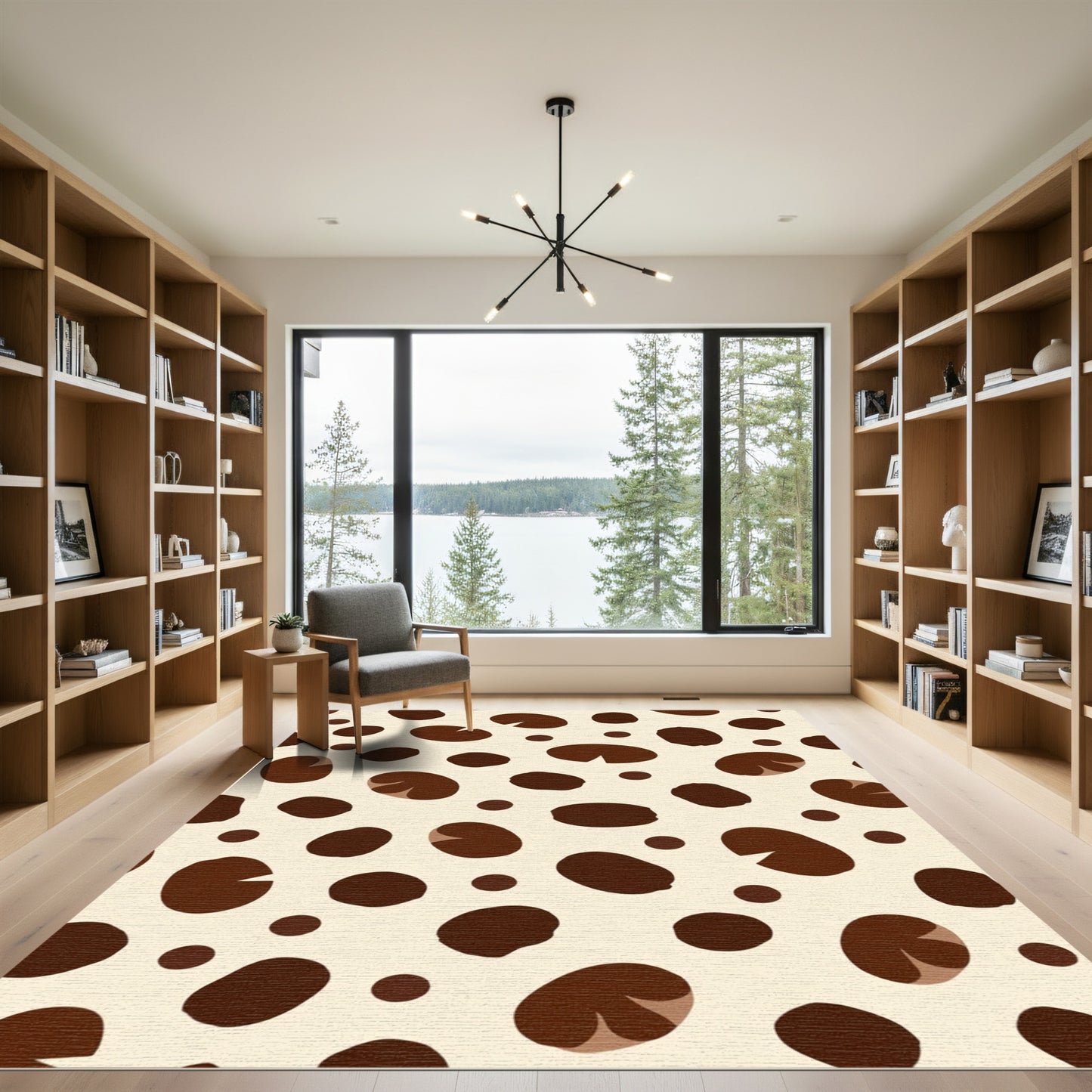 Earthy Brown Abstract Spots Rug