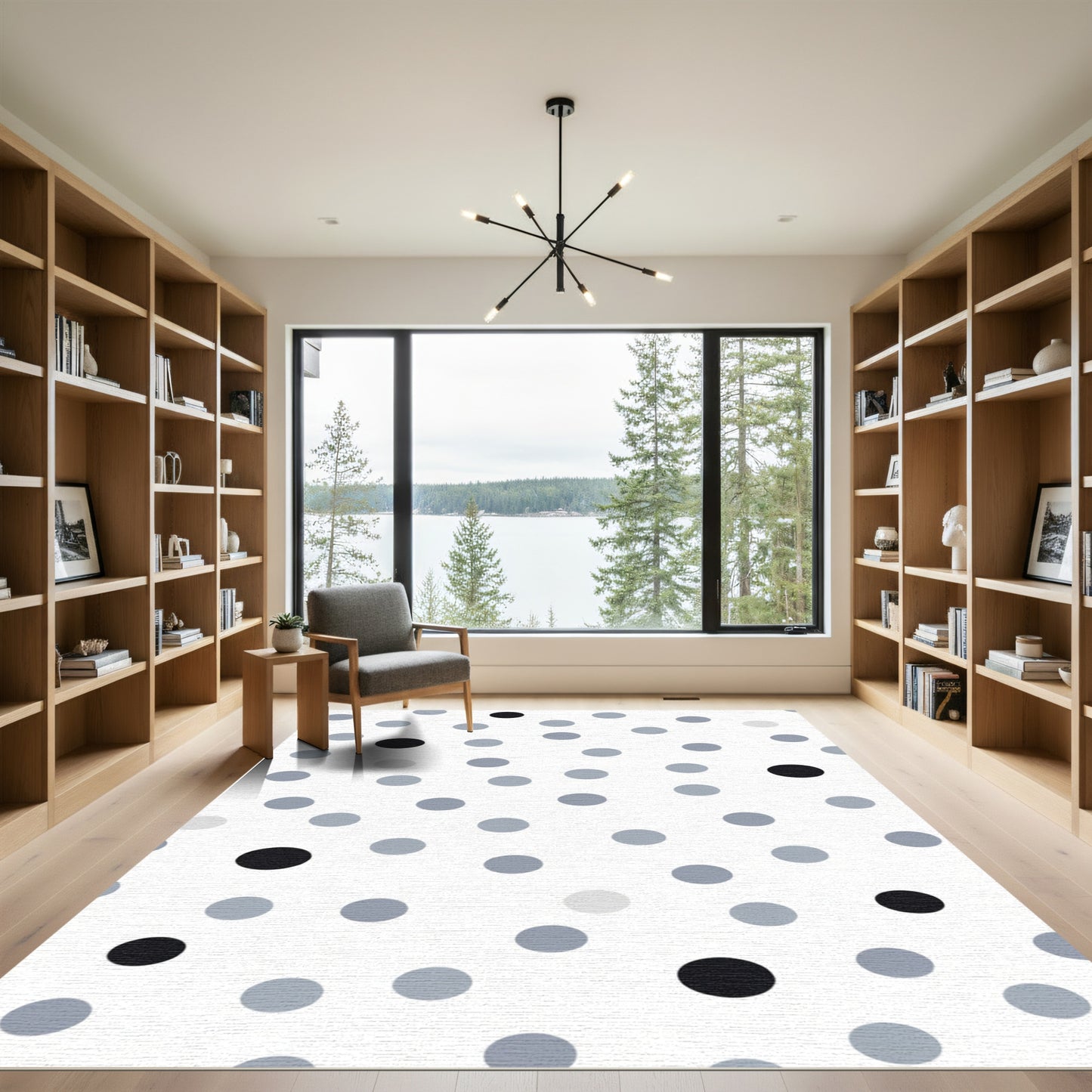 Gray Blue Black Polka Dot Scatter Rug