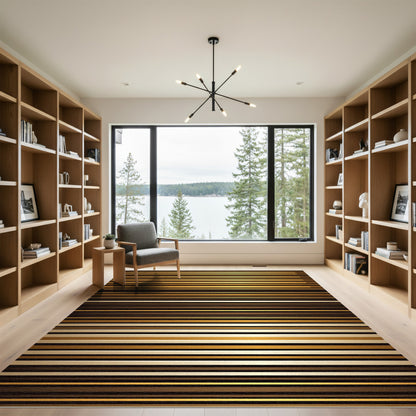 Rich Gold Black Horizontal Stripe Rug