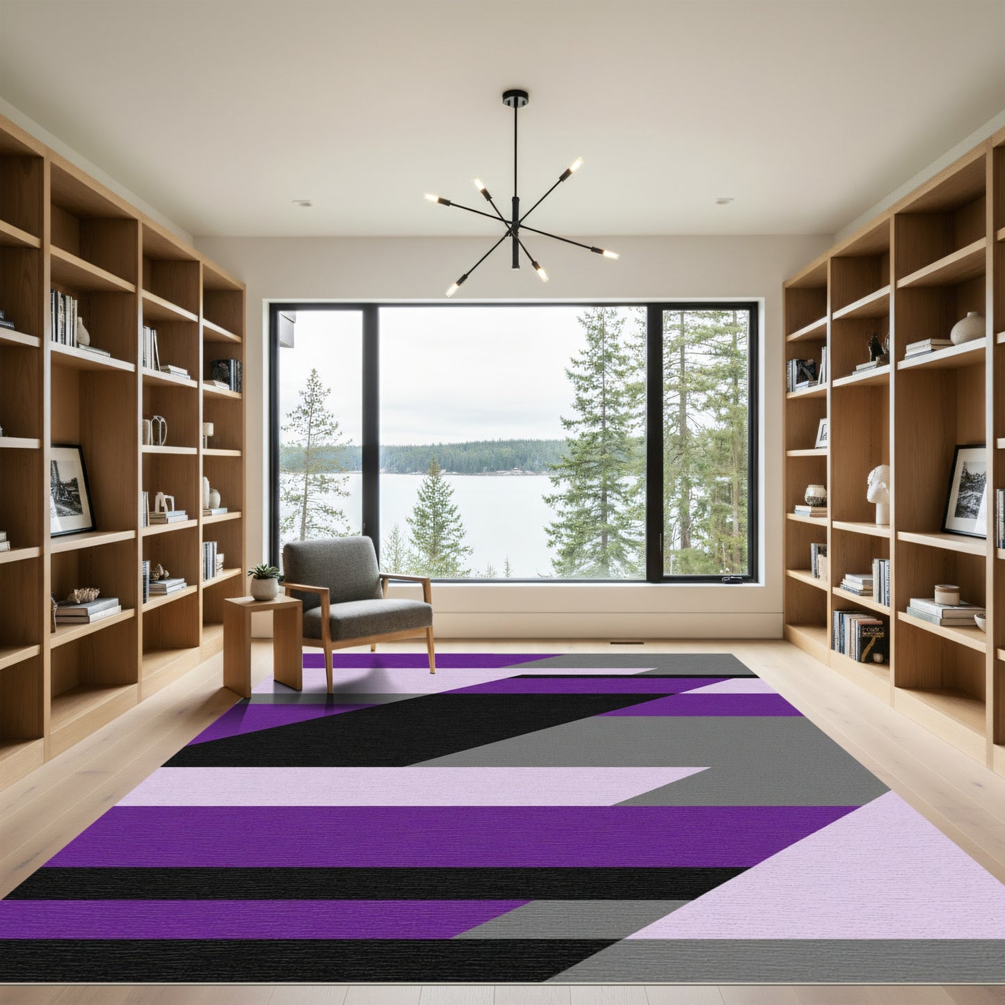 Bold Purple Geometric Abstract Rug