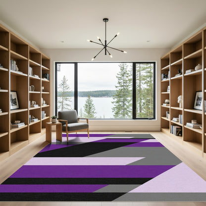 Bold Purple Geometric Abstract Rug