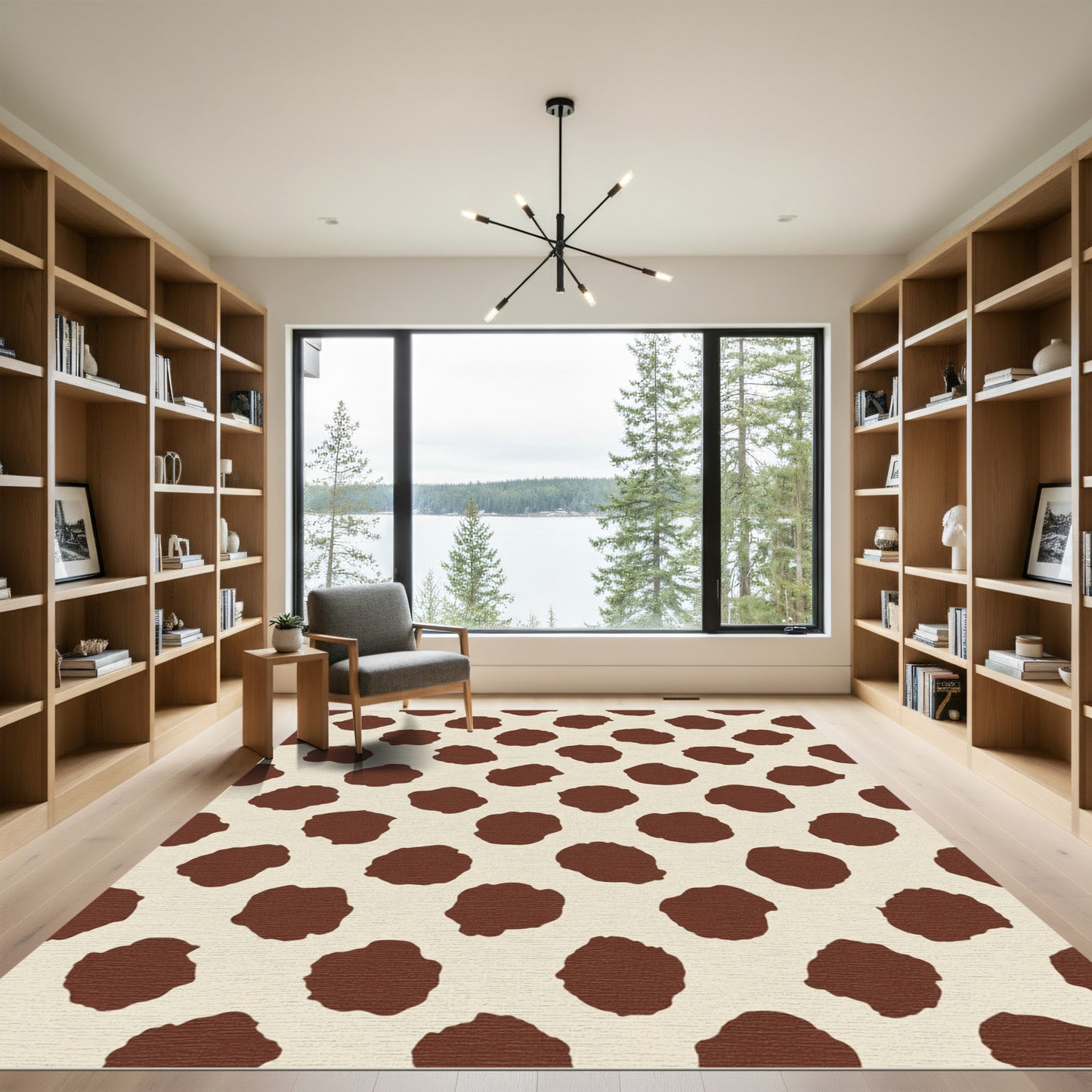 Cream Brown Irregular Spots Rug