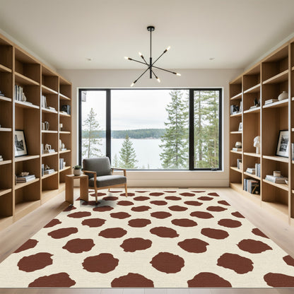 Cream Brown Irregular Spots Rug
