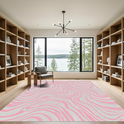 Pink Gray Swirl Marble Rug