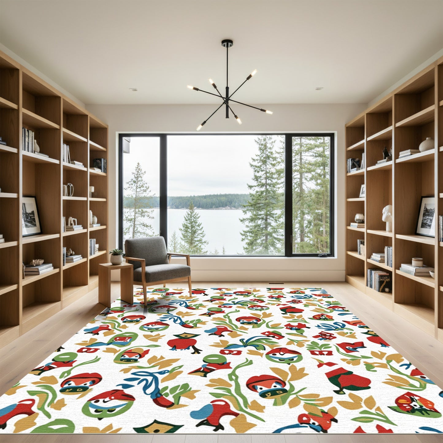 Whimsical Abstract Folk Art Characters Rug