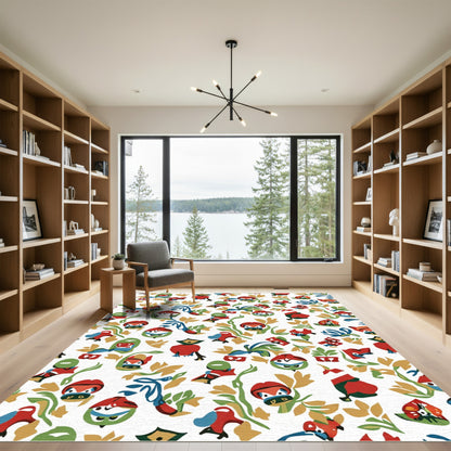 Whimsical Abstract Folk Art Characters Rug