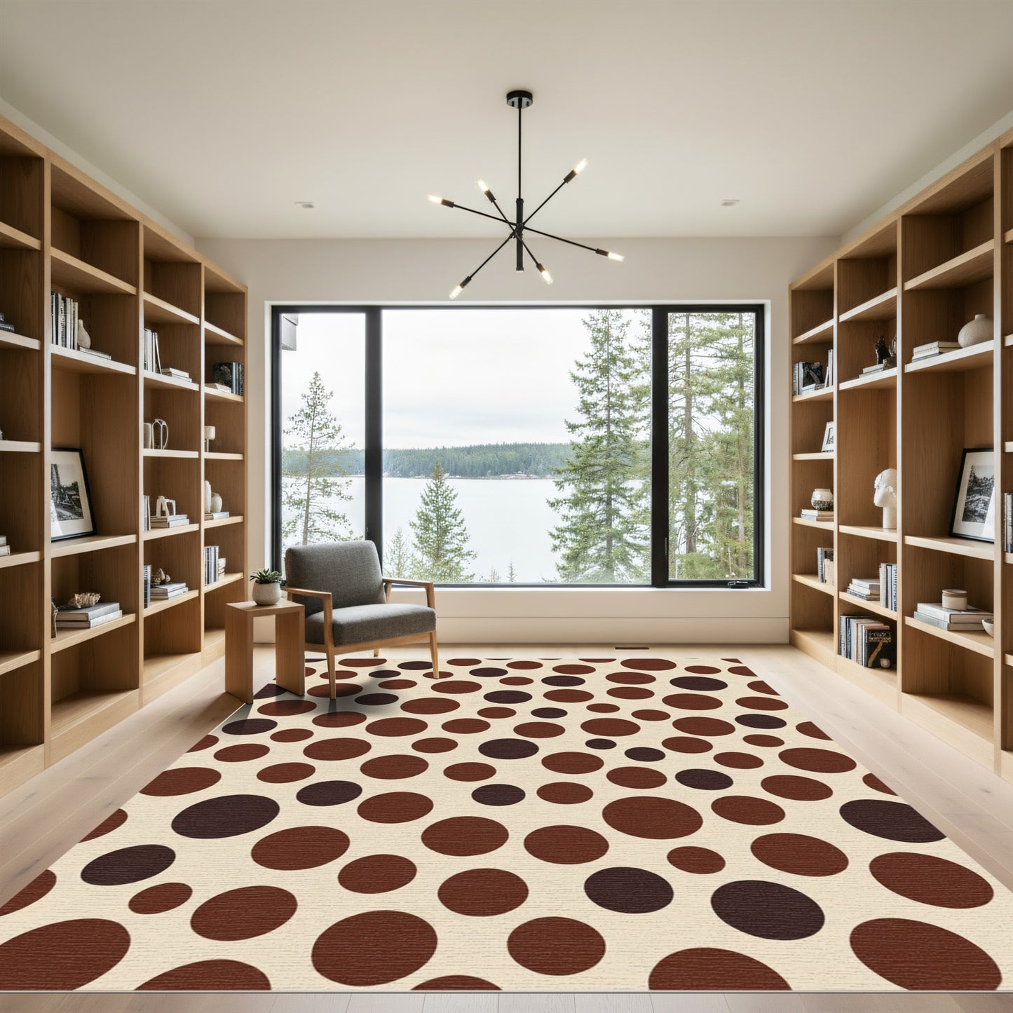 Earthy Brown Polka Dot Circle Rug