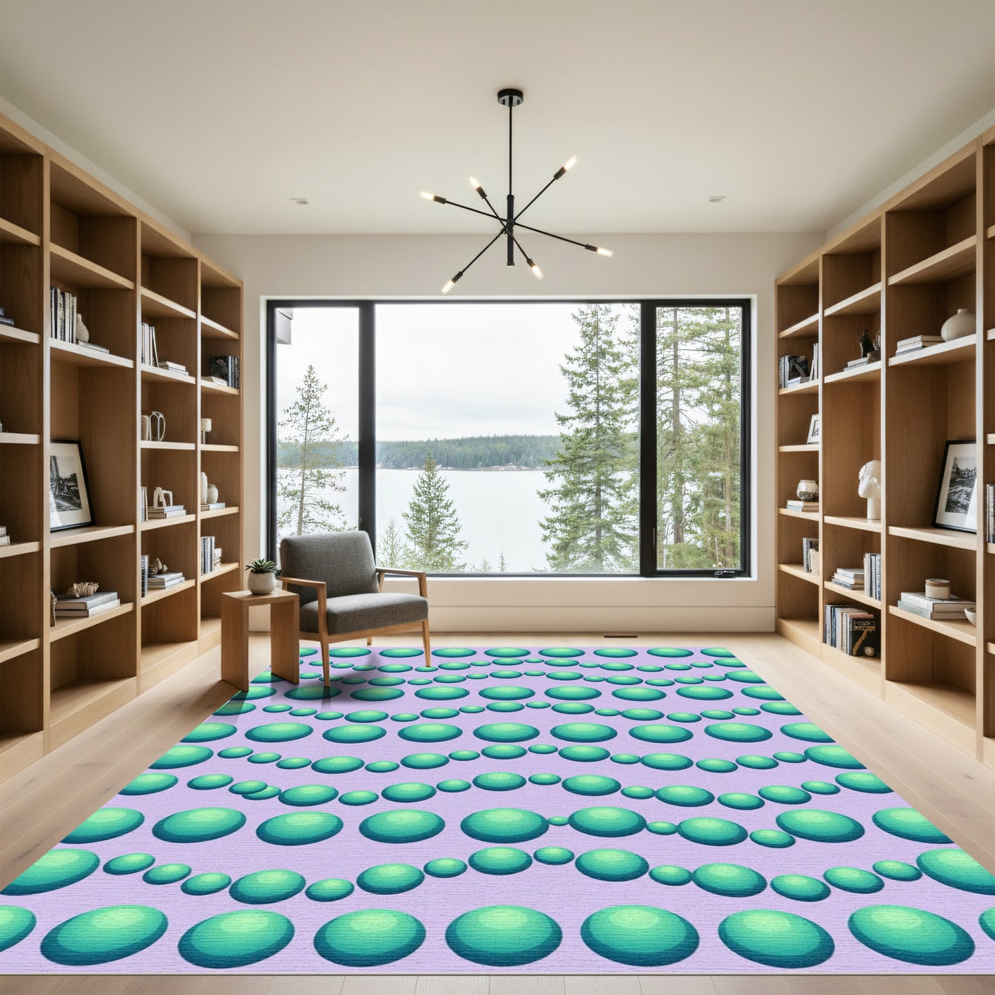 Teal Bubbles String Geometric Rug