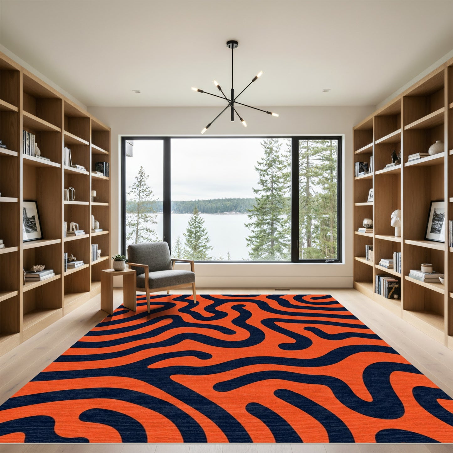 Orange Navy Organic Swirl Rug