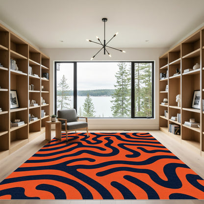 Orange Navy Organic Swirl Rug