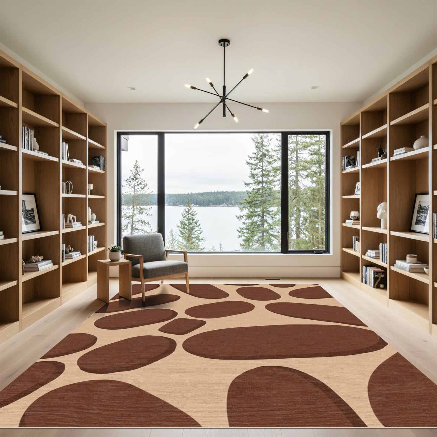 Brown Organic Shape Abstract Rug