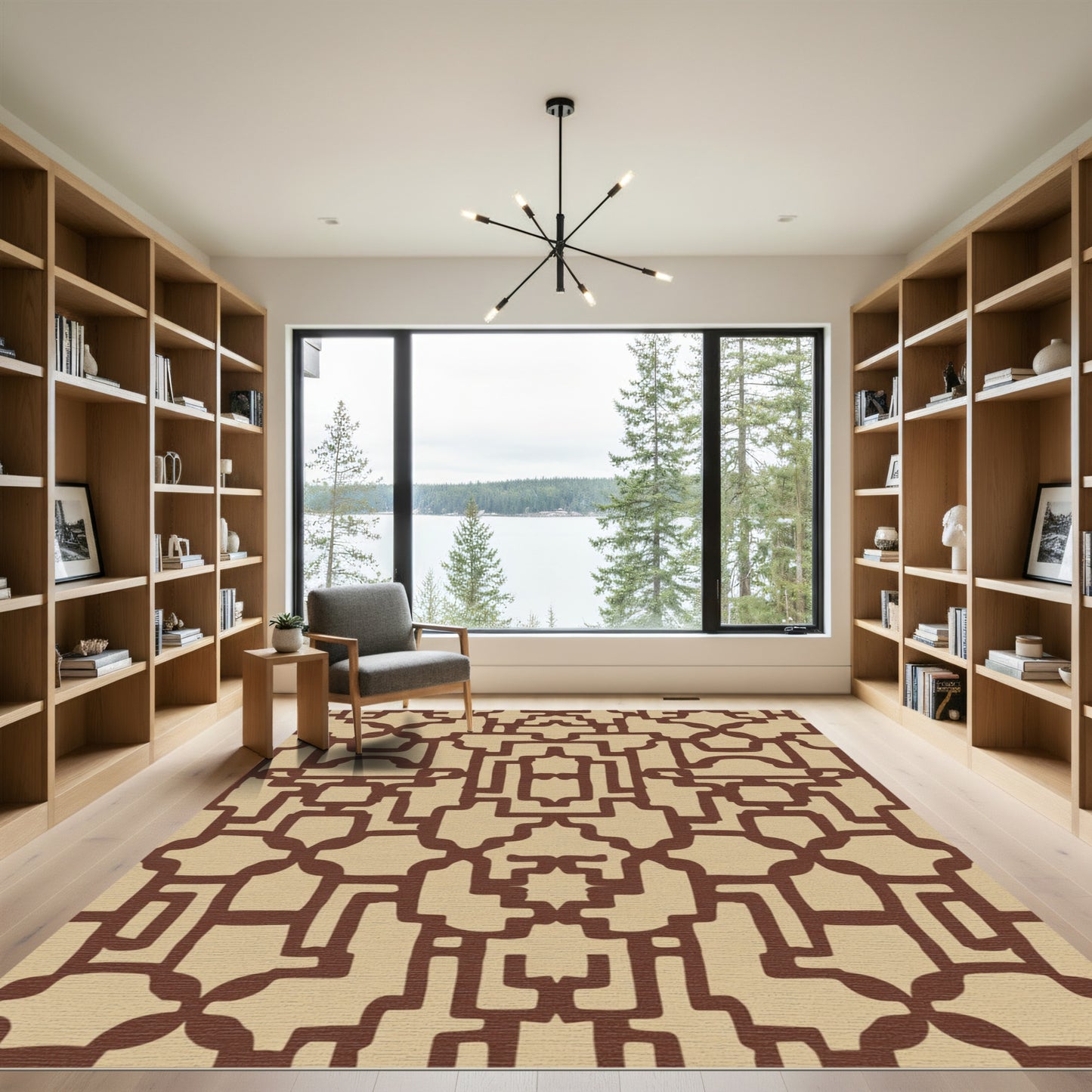 Rustic Earthy Geometric Lattice Rug