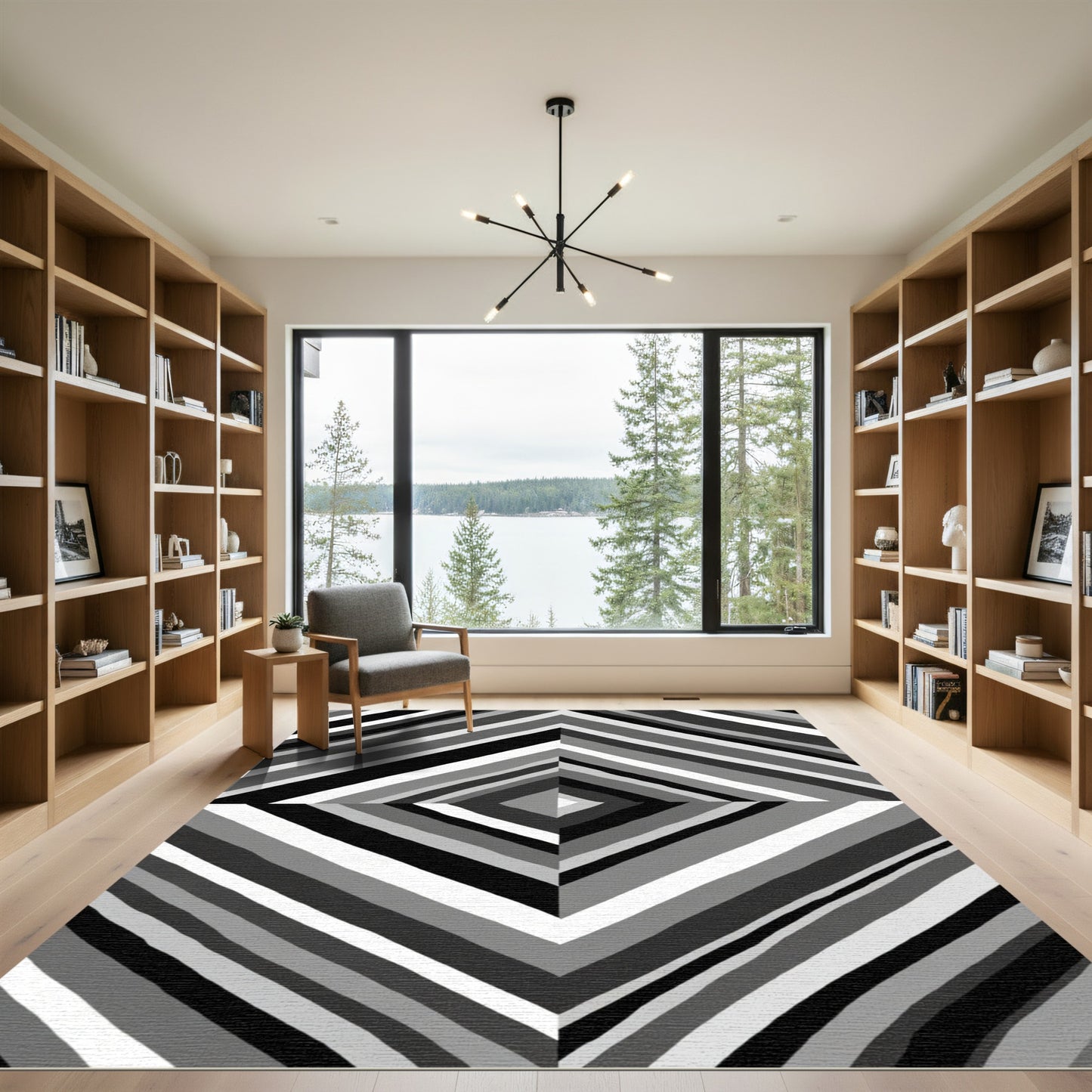 Monochromatic Diamond Stripe Composition Rug