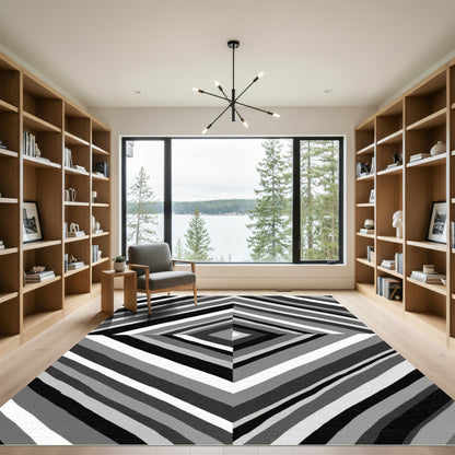 Monochromatic Diamond Stripe Composition Rug