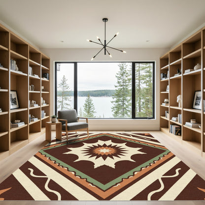Earthy Terracotta Starburst Diamond Rug