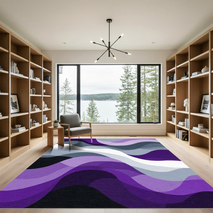 Deep Purple Gradient Wavy Rug