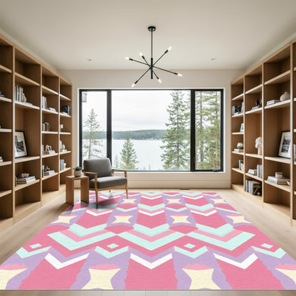 Pastel Chevron Diamond Geometric Rug