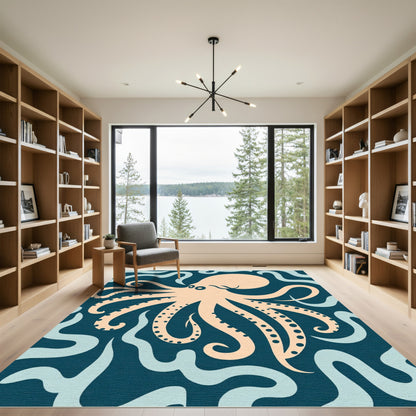 Coral Octopus Swirl Marine Rug