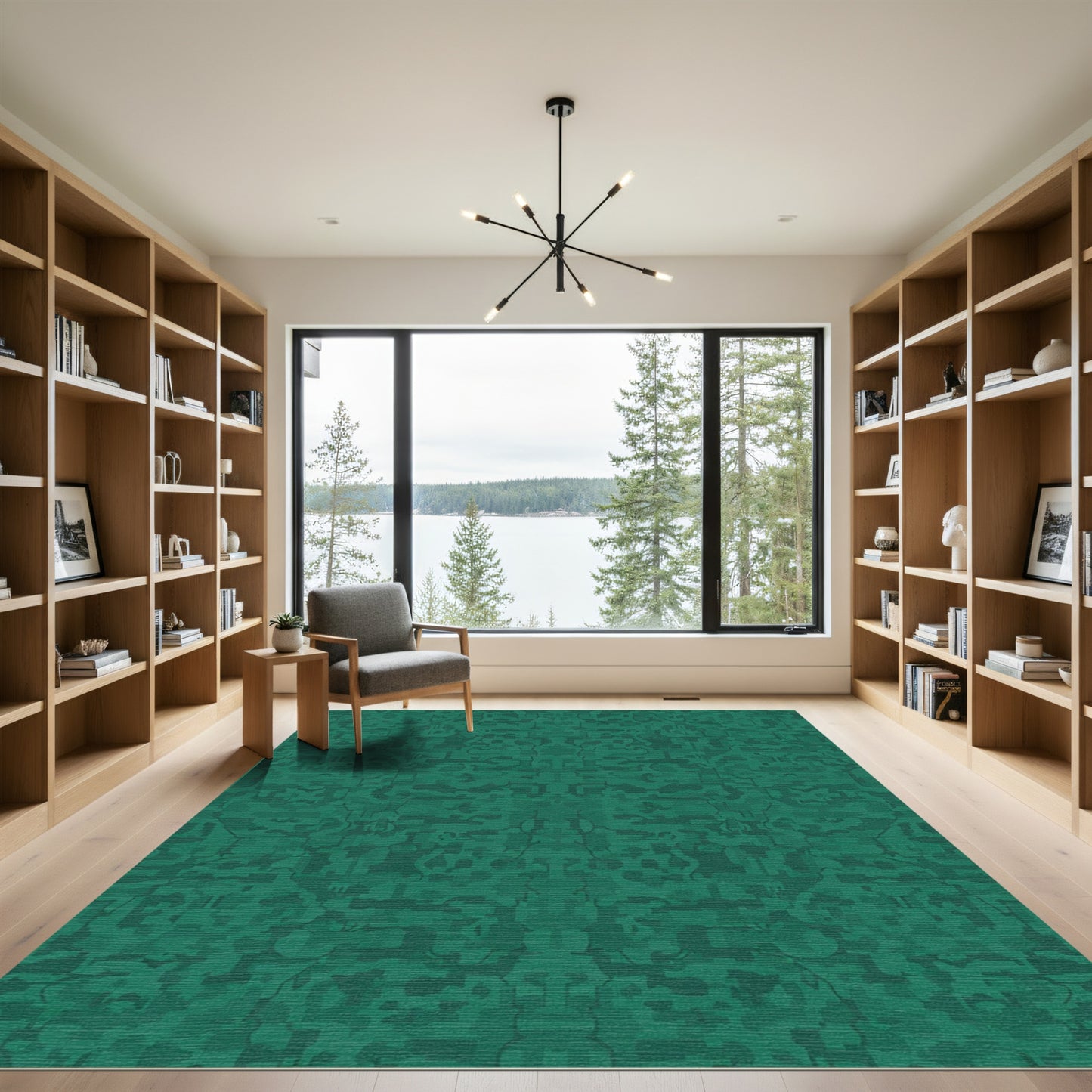 Deep Teal Camouflage Abstract Arrangement Rug