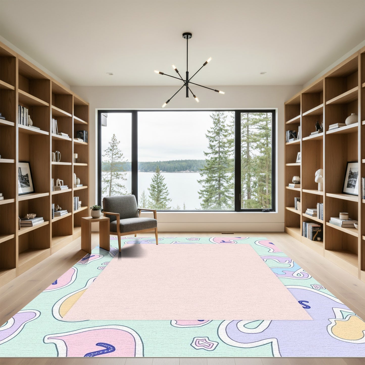 Pastel Abstract Blob Outline Rug