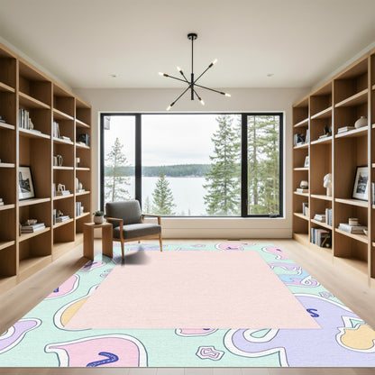 Pastel Abstract Blob Outline Rug