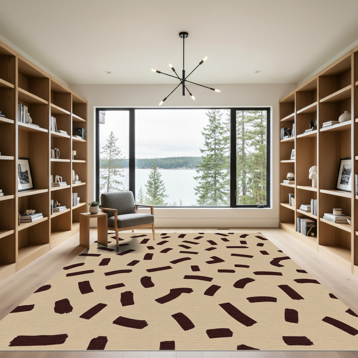Brown Brushstroke Scatter Rug