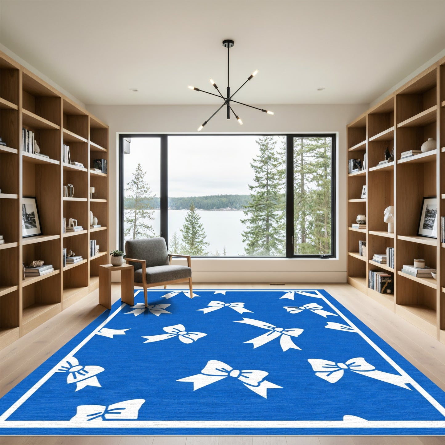 White Bows On Royal Blue Rug